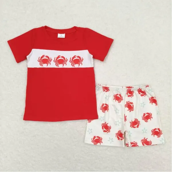 Vêtements Ensembles à manches courtes Crabe rouge Crab Toddler garçons RTS RTS pour enfants Bébé Boutique Boutique en gros en stock Kid