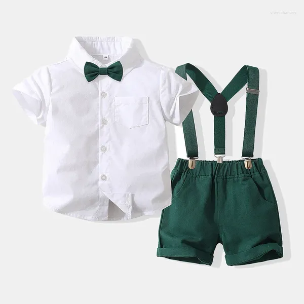 Ensembles de vêtements à manches courtes t-shirts courts courts de ceinture 2pcs Bébé garçons combinaisons en coton tenues nés vêtements de fête enfants gentleman été assortiment