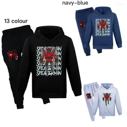 Kledingsets Skibidi Toiletkostuum Kinderen Trainingspak met lange mouwen Jongens Sweatshirt met capuchon Joggingbroek 2 stuks Set Meisjes Speakerman TV MAN