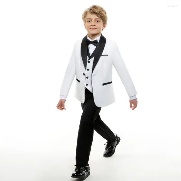 Ensembles de vêtements Slim Fit Dresswear Sett pour les enfants Activité scolaire Beau blanc 4 pièces Child Blazer Party Robe Wedding