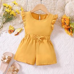 Ensembles de vêtements pour enfants de petite et moyenne taille printemps été dentelle gilet Shorts deux bébé 3 pièces ensemble vêtements fille prématuré tenues