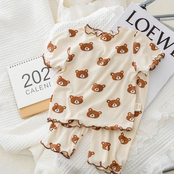 Completi di abbigliamento Piccolo orso Pjs Abbigliamento per il tempo libero estivo Abbigliamento per la casa Neonate Maglietta Pantaloncini Abito per bambini Set di indumenti da notte a maniche corte 230522