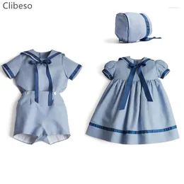 Ensembles de vêtements espagnol bébé frère soeur correspondant tenues filles robe garçons vêtements en mousseline pour enfants fille enfant en bas âge