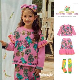 Juegos de ropa Spot Bebebe 2024!Set de punto de otoño tejido para niños Sweater Sweater Fish Skirt