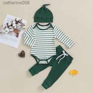 Ensembles de vêtements printemps 0-18 mois pour bébé nouveau-né 2pcs Vêtements Ensemble à manches longues Pantalon de noir rayé