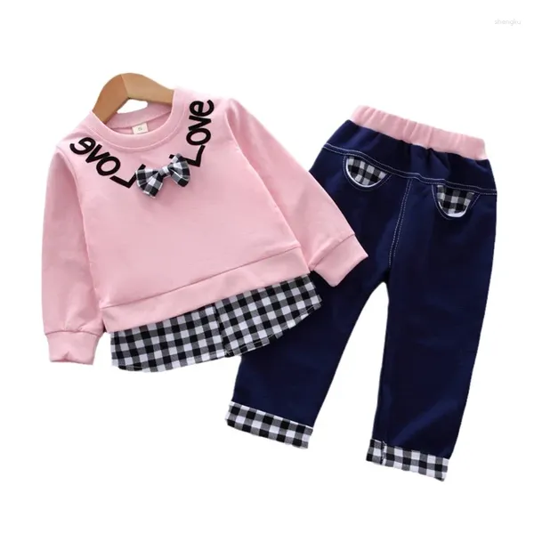 Ensembles de vêtements printemps automne bébé filles vestiges adaptés enfants t-shirt pantalon 2pcs / sets