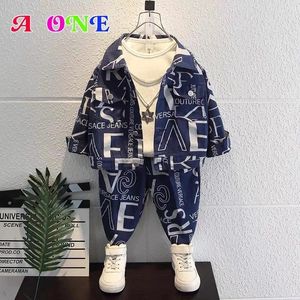 Ensembles de vêtements printemps automne garçons Denim ensemble enfants vêtements bébé vestes pantalons 2 pièces enfants tenues manteau mode lettre imprimer