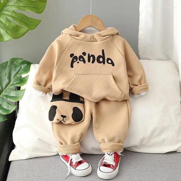 Conjuntos de ropa Primavera Otoño Conjunto para niños Niños Panda de dibujos animados Jersey Tops Pantalones 2 piezas Traje para niños Traje deportivo Trajes infantiles