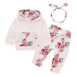 Kledingsets Spring herfst Britsstijl Baby Girl -kostuum 1 -jarige verjaardagskleding Set afdrukken Panthoofdbanden 3 stks OutfitsClothing