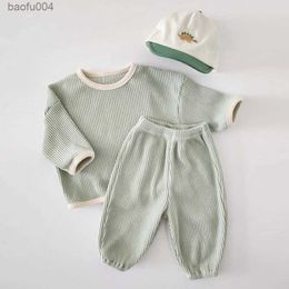 Ensembles de vêtements Printemps Automne Enfants Garçon Vêtements Ensemble Coton Patché Chemises Costume Solide Lâche Stretch Bébé Garçon Tenue