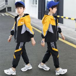 Vêtements Ensembles printemps d'automne Contrast Kids Tracksuit Sweet Sweat Sweat Sweatpant Full Zip Hooded Enfants 2 pièces Tenues Jogger Set 3-16 ans