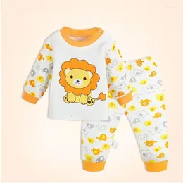 Ensembles de vêtements Printemps Automne Coton Sous-vêtements En Gros Marque Bébé Garçon Fille À Manches Longues Hauts Pantalons 2 PCS / Set Dessin Animé Imprimer Enfants