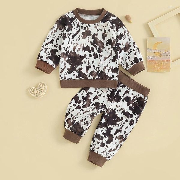 Ensembles de vêtements printemps automne vêtements de mode bébé garçons vache imprimé sweat-shirt pantalon 2 pièces/ensembles enfants enfant en bas âge coton survêtement