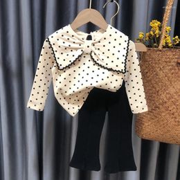 Kledingsets Leer Spring herfst Kinderen meisje kinderkleding set schattige babymeisjes lange mouw stip top klok bodembroek broek outfits pakken pakken