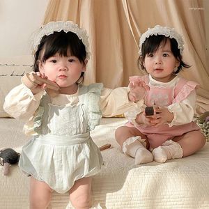 Ensembles de vêtements printemps automne bébé coréen filles 2pcs vêtements de vêtements en coton solide à manches longues