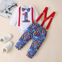 Ensembles de vêtements printemps automne 1er anniversaire garçon vêtements ensemble Gentleman body jarretelles pantalon un an enfant 1 bébé