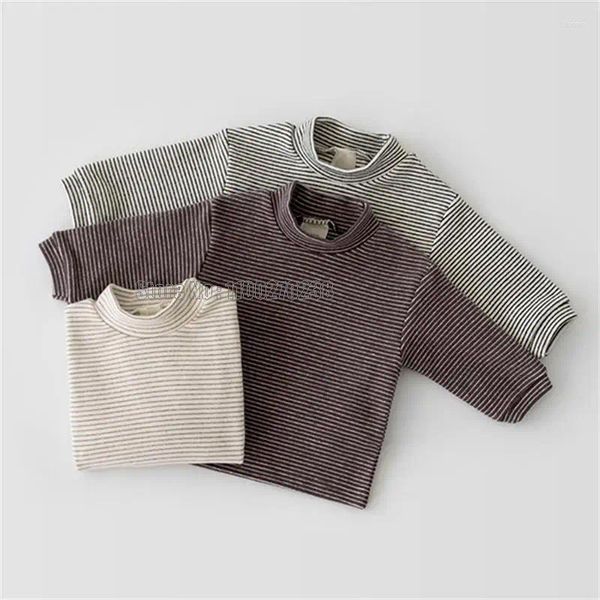 Conjuntos de ropa Primavera Bebé Niñas Niños Gris Café Manga larga Camiseta Jersey Ropa para niños