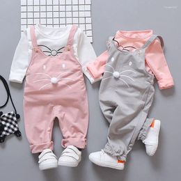 Ensembles de vêtements printemps né bébé filles vêtements tenue hauts salopette costume pour enfant en bas âge 1 an anniversaire infantile