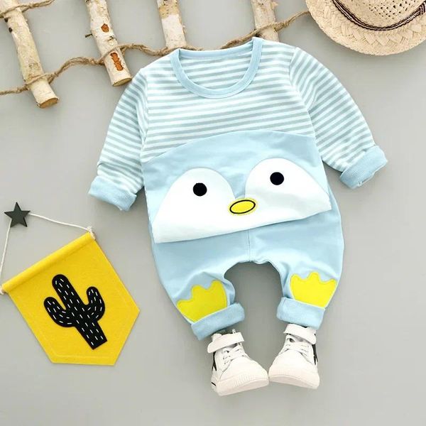 Sets de ropa Spring Children Baby Baby Girl Boys Stripe Thish Pants 2 piezas Traje para niños Cartoon Sportswear Ropa infantil