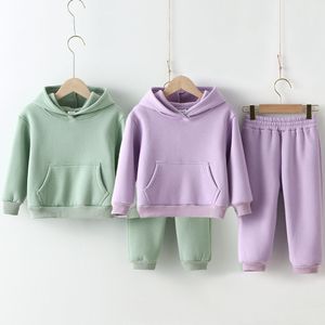 Ensembles de vêtements Printemps Enfants Vêtements Enfants Costume Pull Chaud Fille Polaire Hoodies Pull Sweat Pantalon Hiver Fille Garçon Survêtement Sportswear 230818