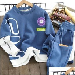 Ensembles de vêtements Printemps Automne Enfants Garçons Ensemble Tenues Ados Survêtement Enfants Vêtements De Sport Costume 4 6 8 10 12 14 Ans 220218 Drop Deliv Dhkxk