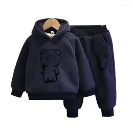 Kledingsets Lente winter Kinderkleding voor kinderen Girls Girls Jongens Hooded sweatshirt broek Dikke warm warm 2 tot 12 jaar Tiener Suits