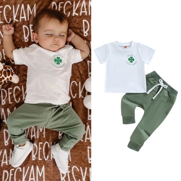 Ensembles de vêtements St Patric K S JOUR 2PCS TODDLER BEBY BOY SUMBRES CHARGES SET LETT PRINT COSE 6 MOIS NORN 230714