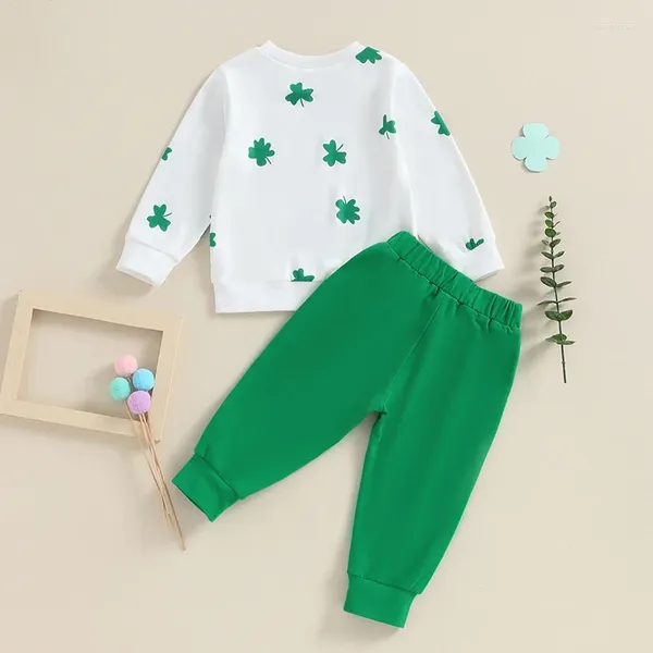 Ensembles de vêtements St Patrick S Day bébé garçons tenue à manches longues porte-bonheur sweat haut pantalons décontractés 2 pièces ensemble de vêtements verts