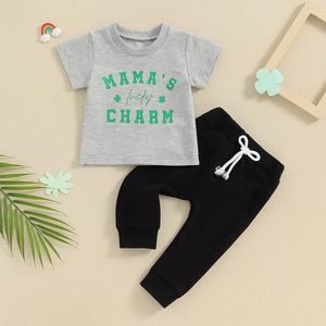 Kledingsets St Patricks Day Baby Girl Boy-outfit Mama's Lucky Charms T-Shirt Clover Top Pants Set Toddler Ierland Kleding
