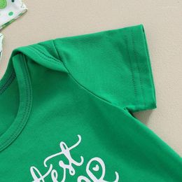 Ensembles de vêtements St Patricks Day Born Baby Girl Outfit Mama S Lucky Charm Romper Clover Ruffle Shorts Vert Vêtements irlandais