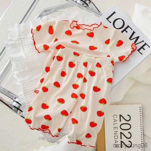 Ensembles de vêtements fraise vêtements tenue pour bébé fille été costume décontracté Style vêtements de nuit pour enfants vêtements d'intérieur pour enfants
