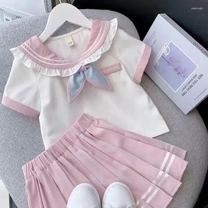 Kledingsets Student JK Suit Girls Rok Koreaanse versie Korele zomerjurk met korte mouwen Girl Sweet Shirt College Style Pleated tweedelige set