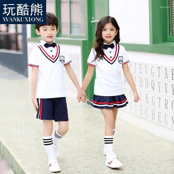 Ensembles de vêtements étudiants chœur enfants japonais uniformes scolaires pour fille garçons marine jupe chemise maternelle tenues D-0630