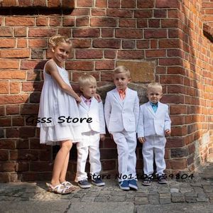 Kledingsets Pak voor jongens witte bruiloft Tuxedo 3 -delige kinderen blazer broek broek vest formele feestjurk slank fit jasje w0224