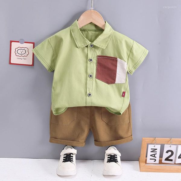 Ensembles de vêtements été bébé garçon vêtements 9 à 12 mois col rabattu chemises à manches courtes et shorts garçons tenue ensemble enfants Bebes survêtements