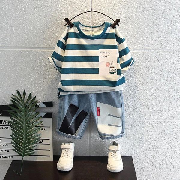 Ensembles de vêtements d'été Baby Boy Clothes Set Lettre Tshirts imprimés et jeans Shorts 2 pièces Suit Fashion Childre