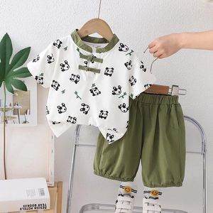 Ensembles de vêtements Summer Baby Boy Boys Clothes 2024 Style chinois T-shirts et shorts à manches courtes à manches courtes et à manches courtes 2PCS