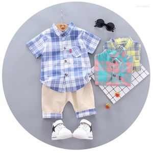 Ensembles de vêtements Summer Baby Boy Costume Gentleman Stripe Chemise à manches courtes Pantalon 2 pièces 1 2 3 4 ans