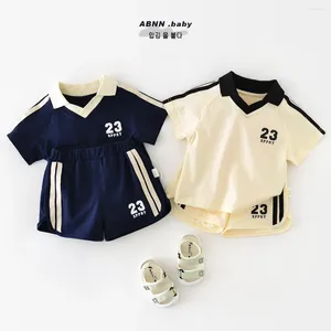 Sets de ropa Summer Baby Boys 2 PCS Set Sports Letting de algodón Camisetas de manga corta Polo sólido
