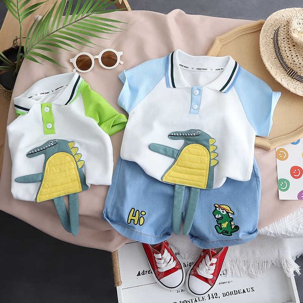 Ensembles de vêtements Été bébé vêtements costume enfants garçons dessin animé dinosaure chemise shorts 2 pièces/ensembles enfant en bas âge vêtements de mode infantile enfants survêtements