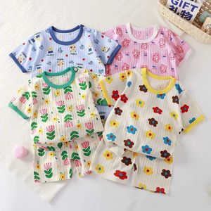 Kledingsets zomer Baby meisje en jongen korte mouwen kledingset katoen T-shirt en shorts 2-delige set Childrens Pajamasl2405