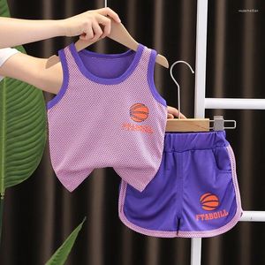 Kledingsets zomer babymeisje kleding kinderen jongens basketbal vest shorts 2pcs/sets peuter baby sport kostuum kinderen trainingspakken