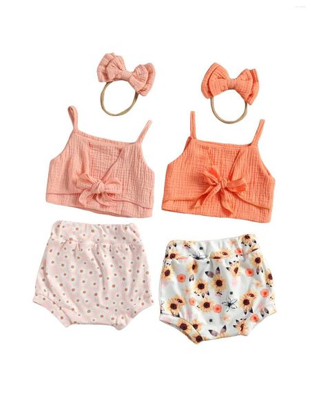 Ensembles de vêtements Summer Baby Girl Clothes Set 2022 Fashion Sans manchettes de gilet sans manches BORS FLORA