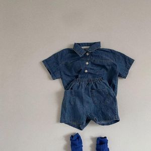 Kledingsets Summer Baby Girl Fashion Denim T-shirt en eenvoudige shorts 2pc set Toddler Boy Tops baby jeans sakclothing