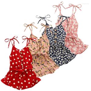 Conjuntos de ropa de verano para niña, vestidos de princesa, Top Halter, Pelele de lunares para niño, mono, ropa de 1 a 6 años