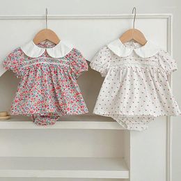 Ensembles de vêtements d'été pour bébés filles, 2 pièces, col de poupée, haut à manches courtes et short PP, costumes pour filles de 0 à 24 mois