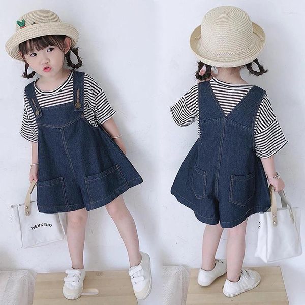 Ensembles de vêtements Summer Baby Girls 2023 Fashion Korean Style Tops Stracts Denim Shorts 2pcs Tenues Boutique Salopets 1-9 ans