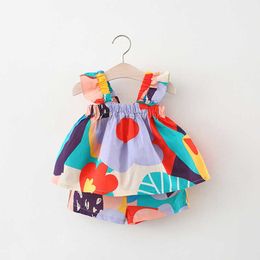Ensembles de vêtements Ensembles de vêtements d'été pour bébés filles, haut à bretelles, gilet floral assorti avec pantalons décontractés pour enfants, costume de vêtements pour petits enfants