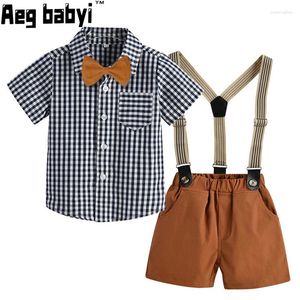 Vêtements ensembles d'été bébé enfants garçons gentleman short shirts shirts shirts shorts short toddler boy formel tenues