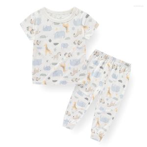 Ensembles de vêtements été fibre de bambou dessin animé bébé garçon fille vêtements de nuit haut pantalon doux 1-5 ans petits enfants vêtements de détente